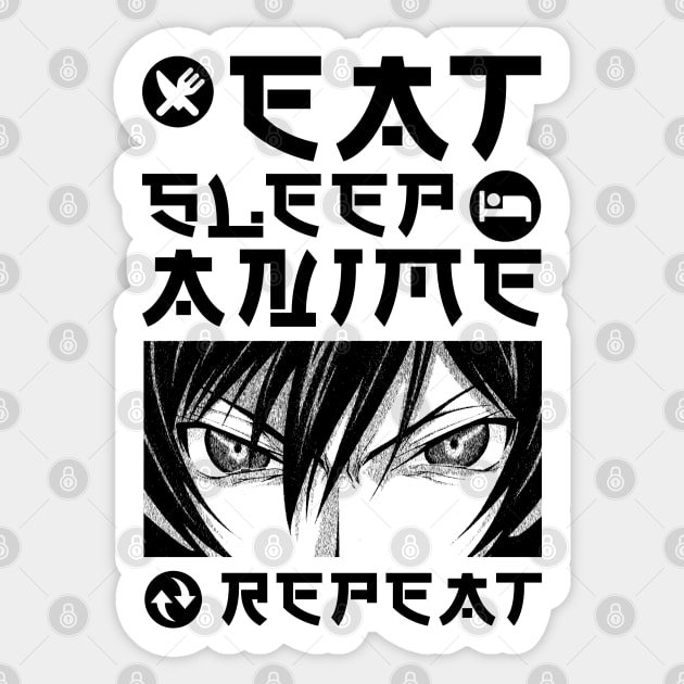 EAT SLEEP ANIME REPEAT Sticker by hackercyberattackactivity